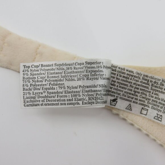 Wacoal 36B Bra 85753 Embroidered Beige Ivory Underwire Unlined Mesh Bow Accent - Picture 12 of 15